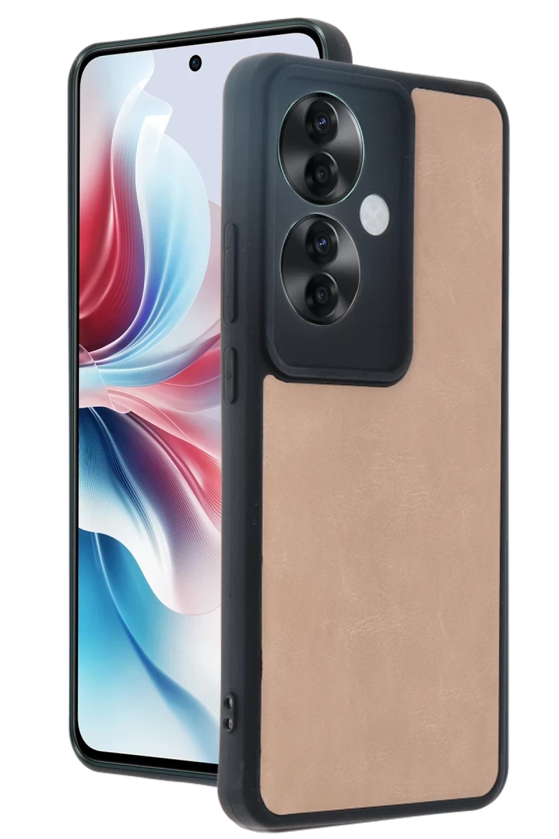 Oppo Reno 11F Uyumlu Kılıf Aras Deri Kapak - Pudra