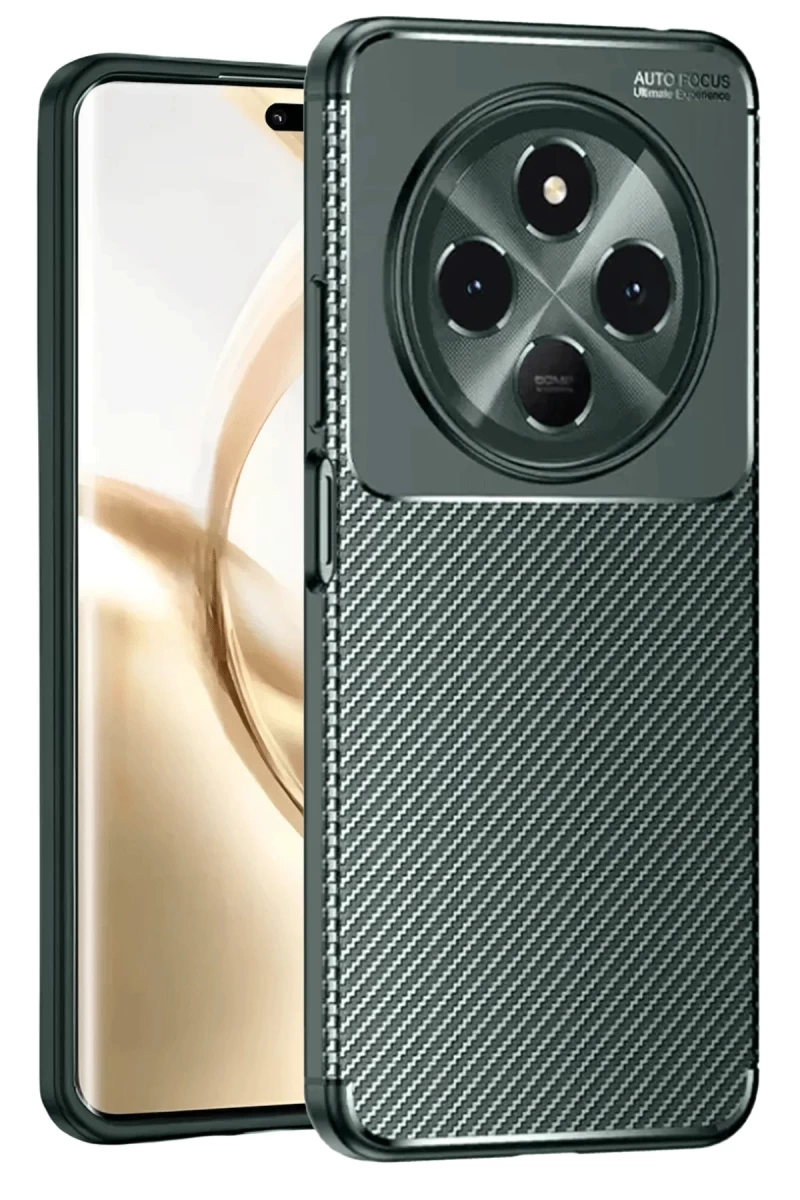Tecno Spark 30C Uyumlu Kılıf Auto Focus Karbon Kapak - Koyu Yeşil
