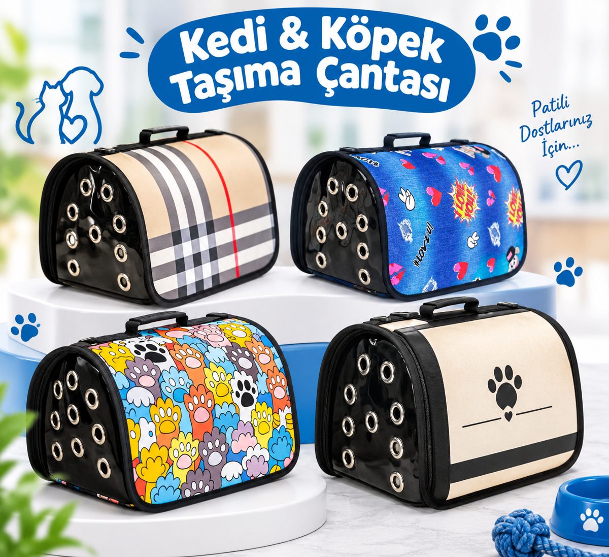 Desenli Flybag Kedi ve Köpek Çantası