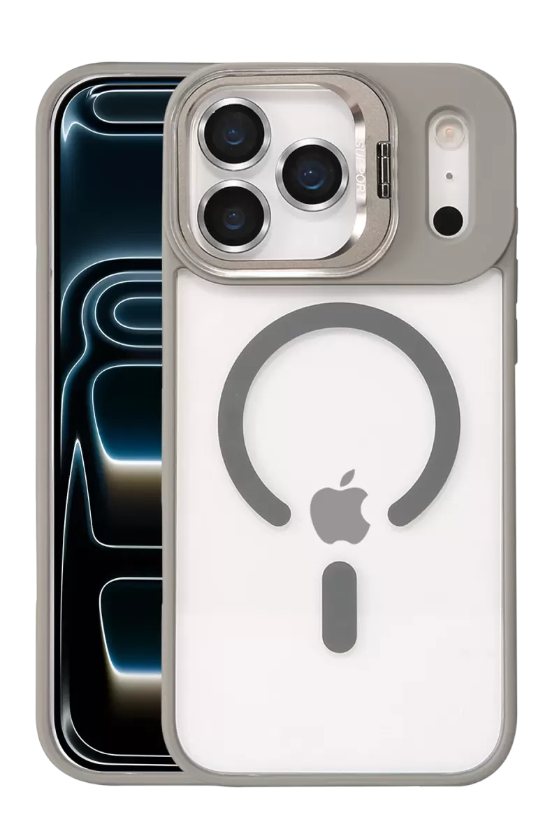 Joko Apple iPhone 17 Pro Uyumlu Remim Lensli Magsafe Standlı Kapak - Titan Gri