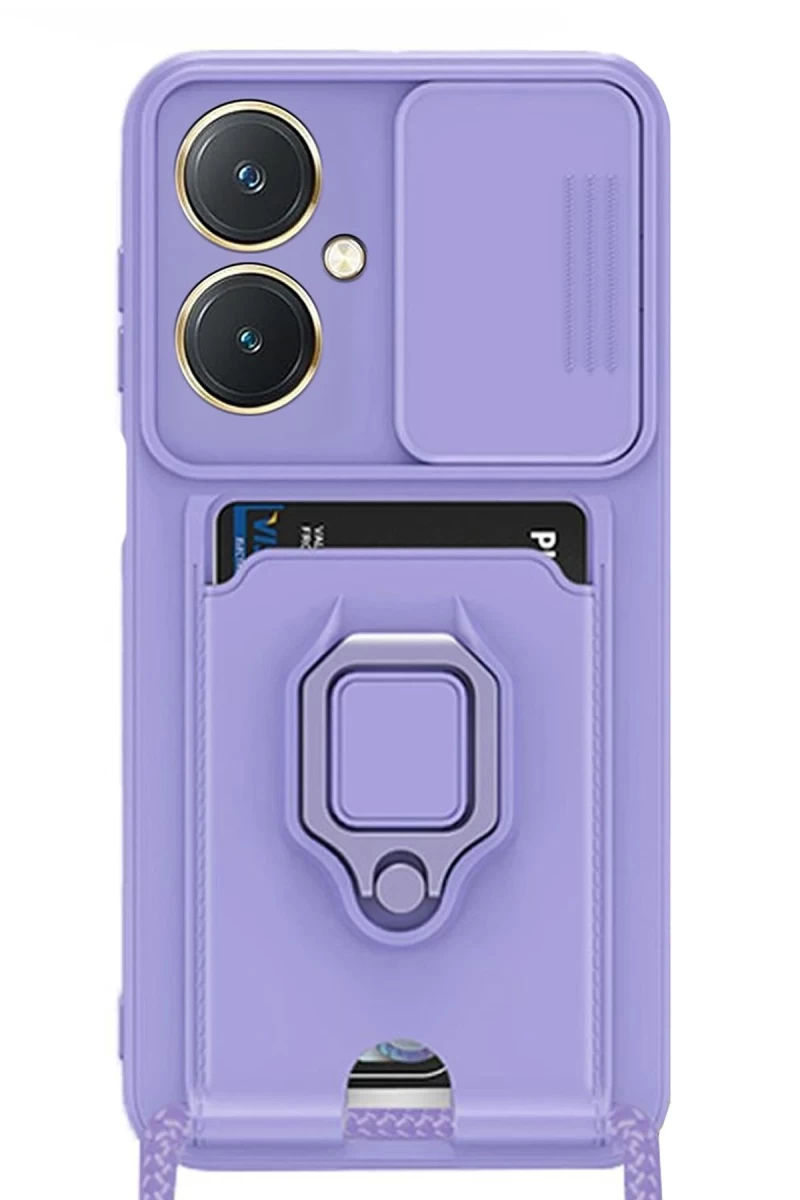 Vivo Y27 Uyumlu Kılıf Zuma Kartvizitli Yüzüklü Silikon - Lila