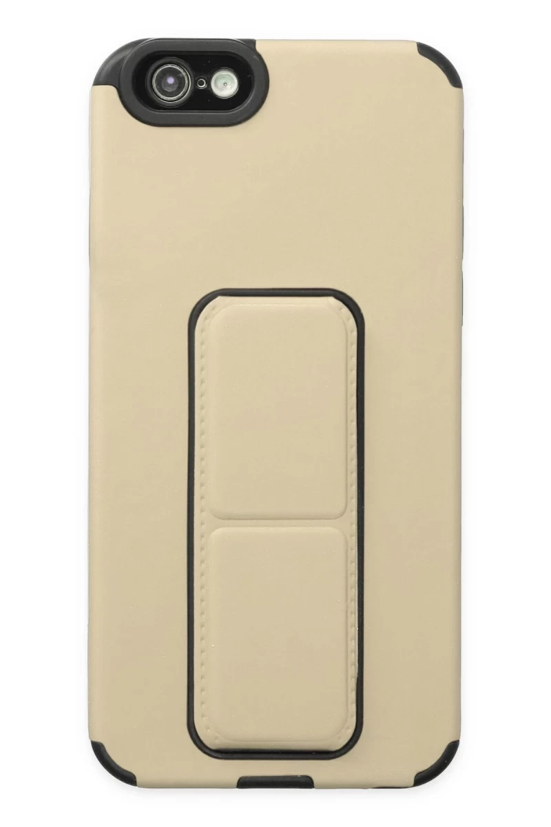 Apple iPhone 6 Uyumlu Kılıf Mega Standlı Silikon - Gold