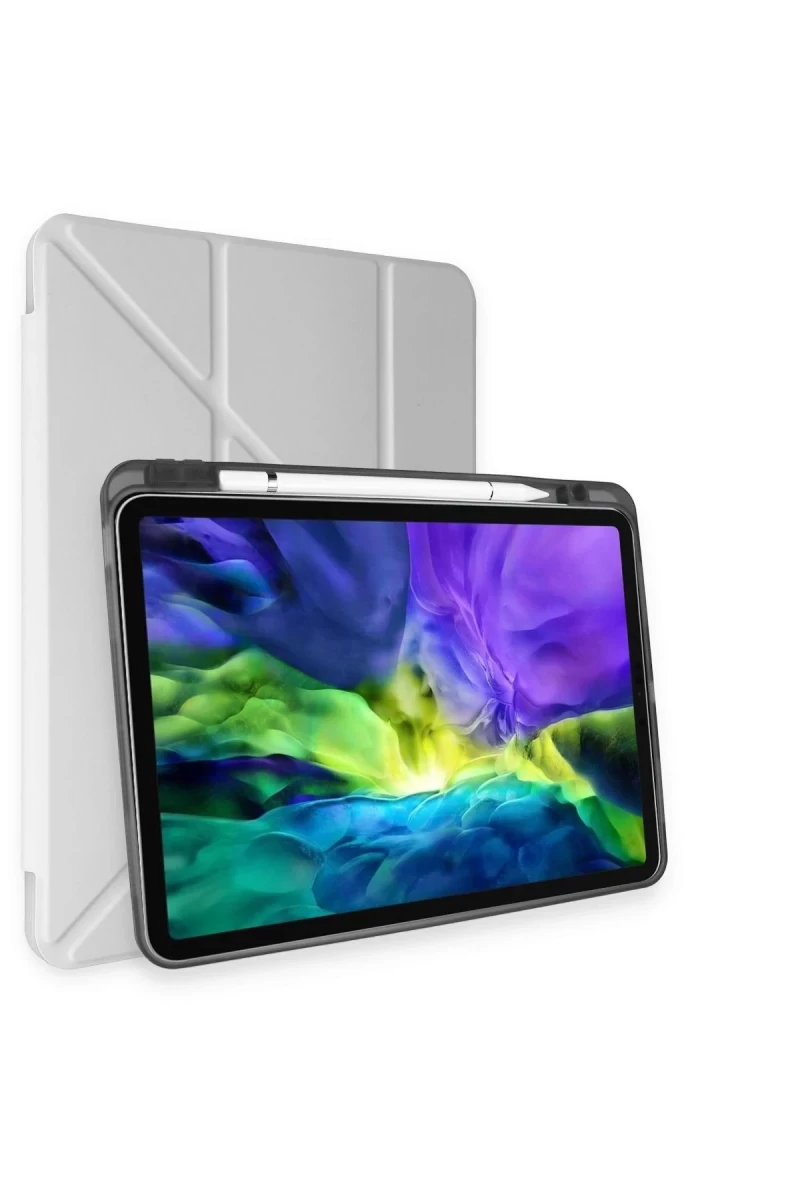 Apple iPad Air 4 10.9 Kılıf Kalemlikli Mars Tablet Kılıfı - Gri