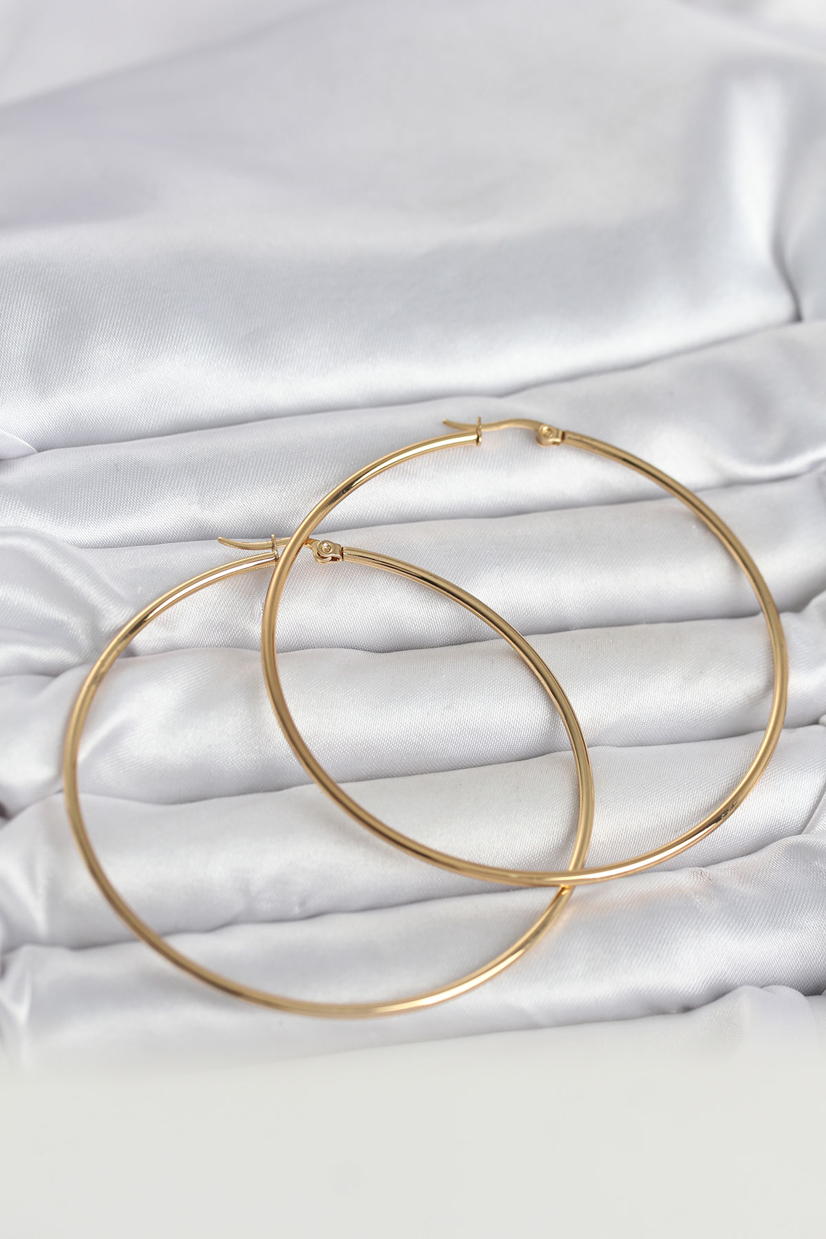 316L Çelik Gold Renk 70 mm Kadın Halka Küpe