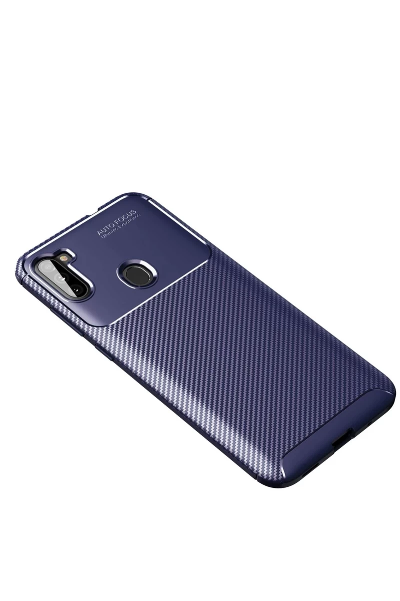 Samsung Galaxy A11 Uyumlu Kılıf Auto Focus Karbon Kapak - Lacivert