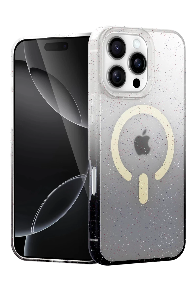 Apple iPhone 16 Pro Uyumlu Pummel Shiny Magsafe Kapak - Siyah