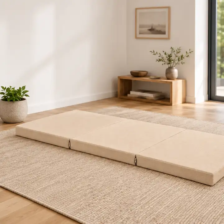 Üç Parçalı Katlanır Minder · 60 × 180 × 7 cm | Krem | Dış mekân
