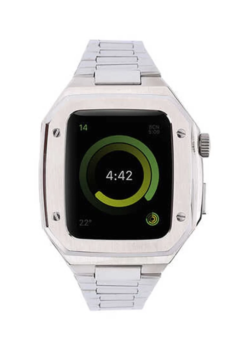 Apple Watch 44mm Uyumlu Metal Petek Kasalı Kordon - Gümüş