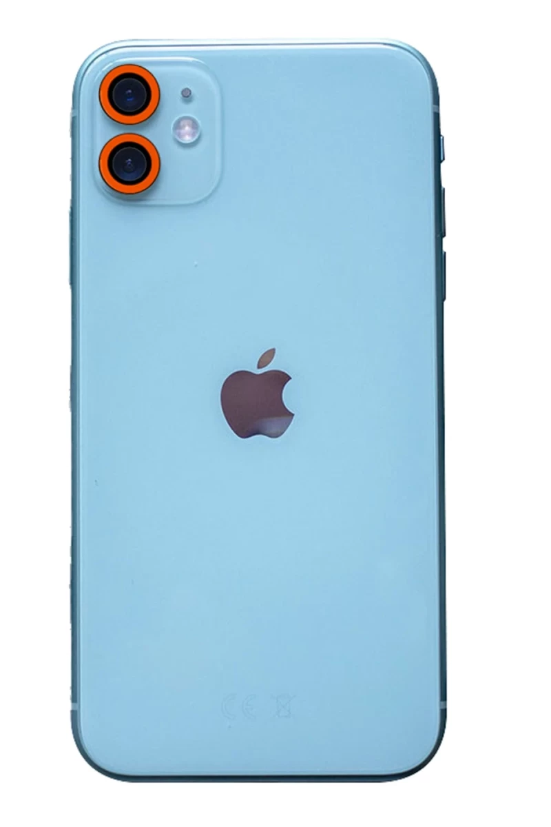 Apple iPhone 11 Uyumlu Neon Fosforlu Kamera Lens - Turuncu