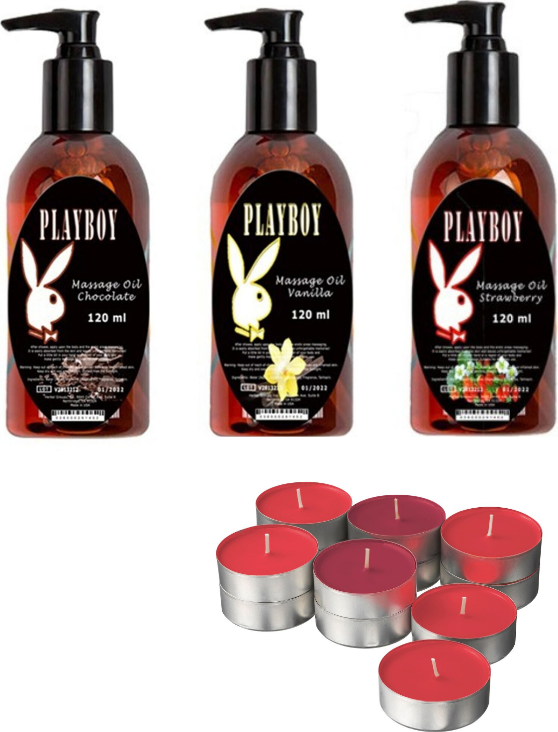 Playboy Pure Edible Mum Hediyeli Dinlendiri Vücut Masaj Yağı Seti 120 ml