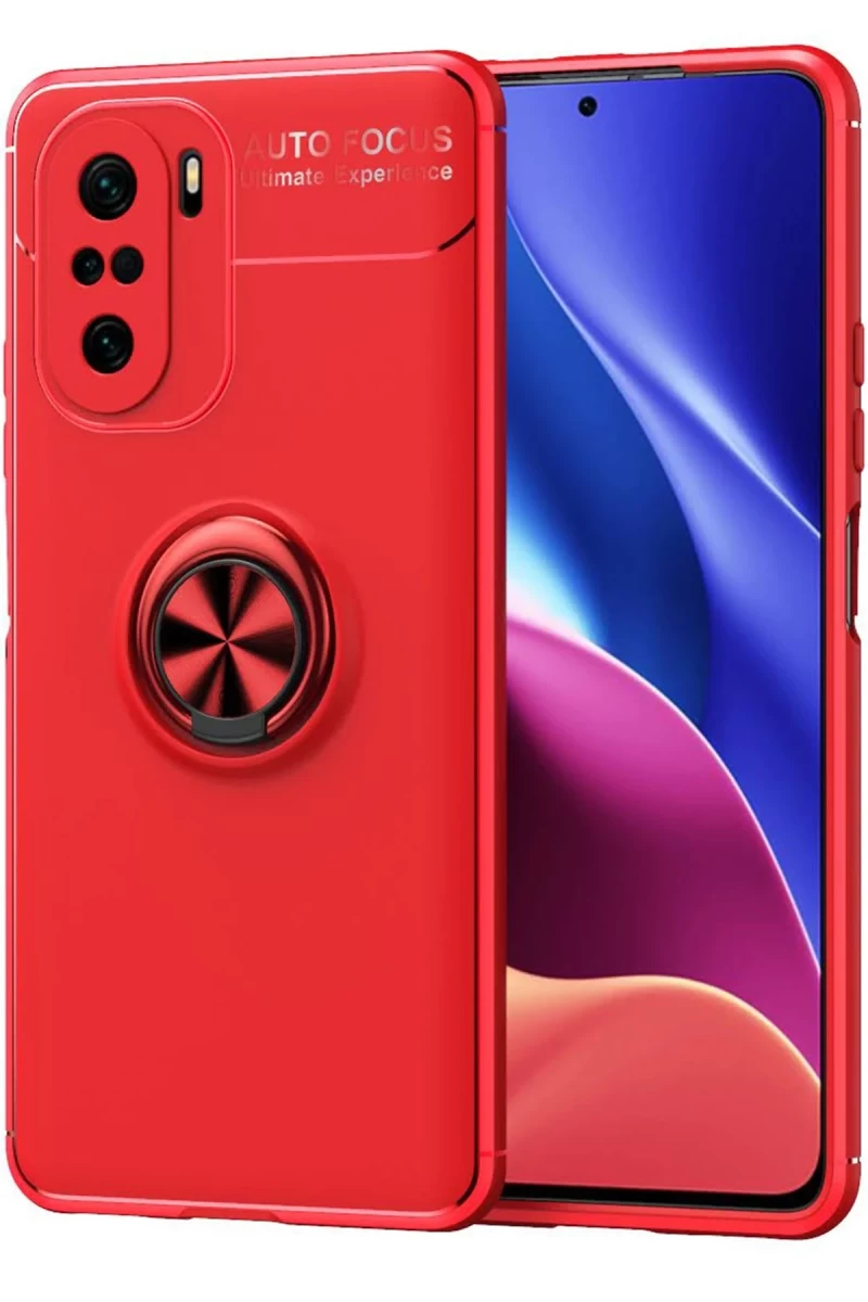 Xiaomi Poco F3 Uyumlu Kılıf Range Yüzüklü Silikon - Kırmızı