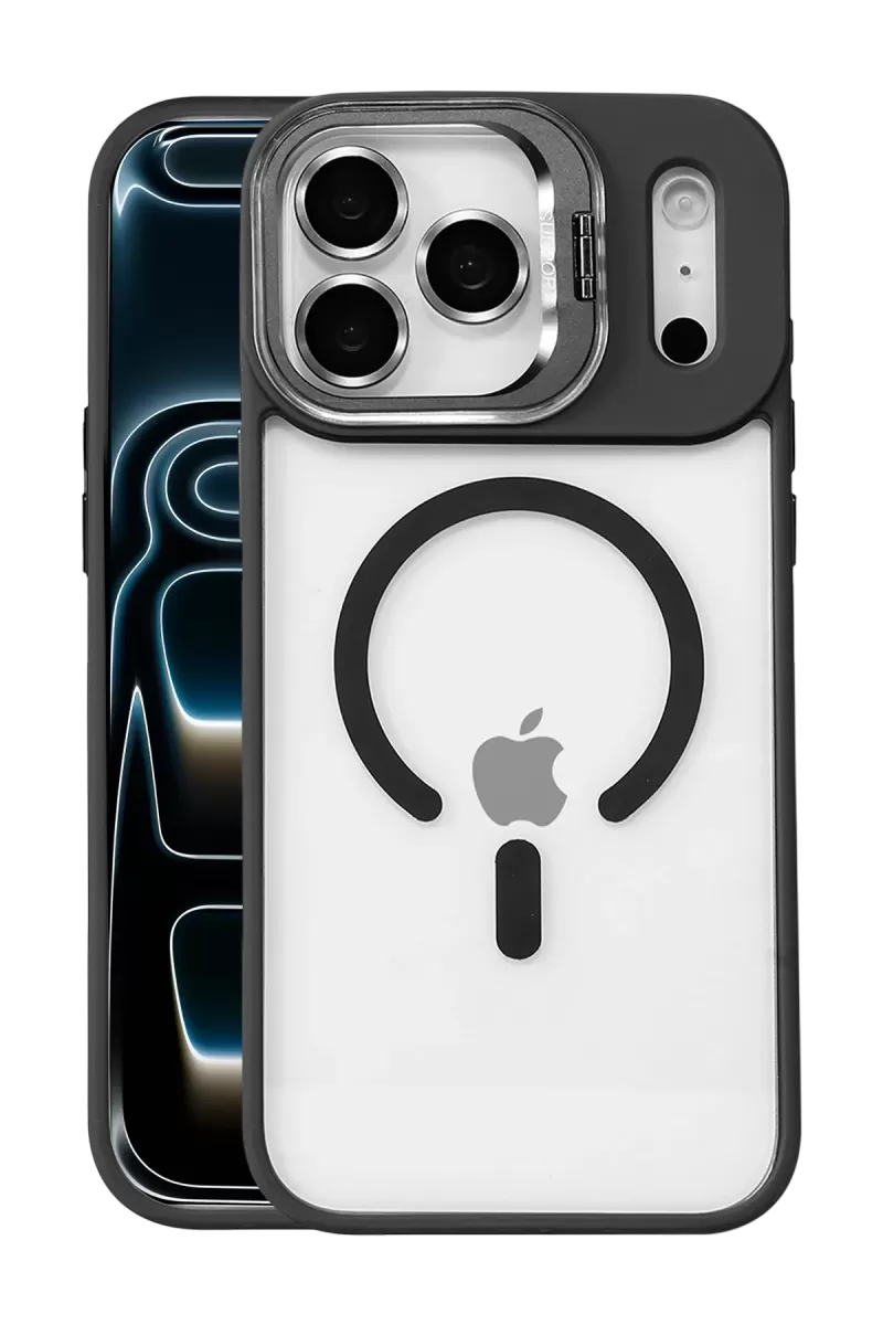 Joko Apple iPhone 17 Pro Max Uyumlu Remim Lensli Magsafe Standlı Kapak - Siyah