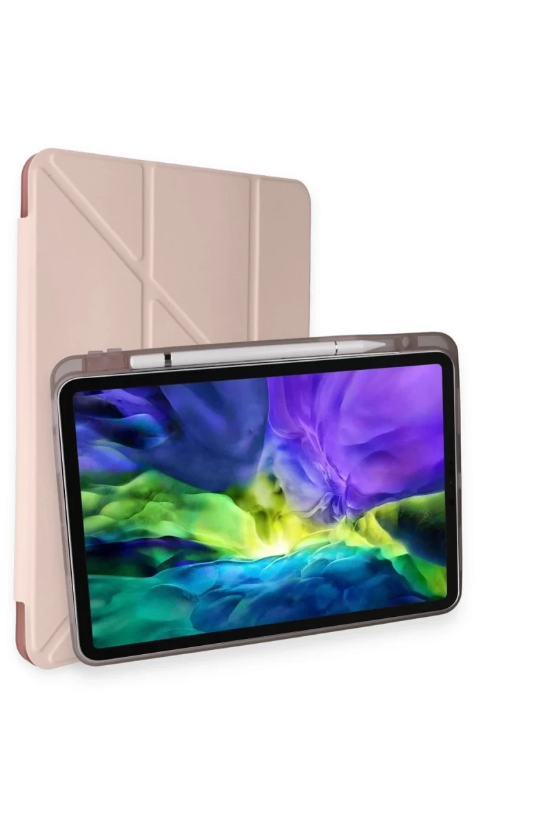 Apple iPad Air 4 10.9 Kılıf Kalemlikli Mars Tablet Kılıfı - Rose Gold