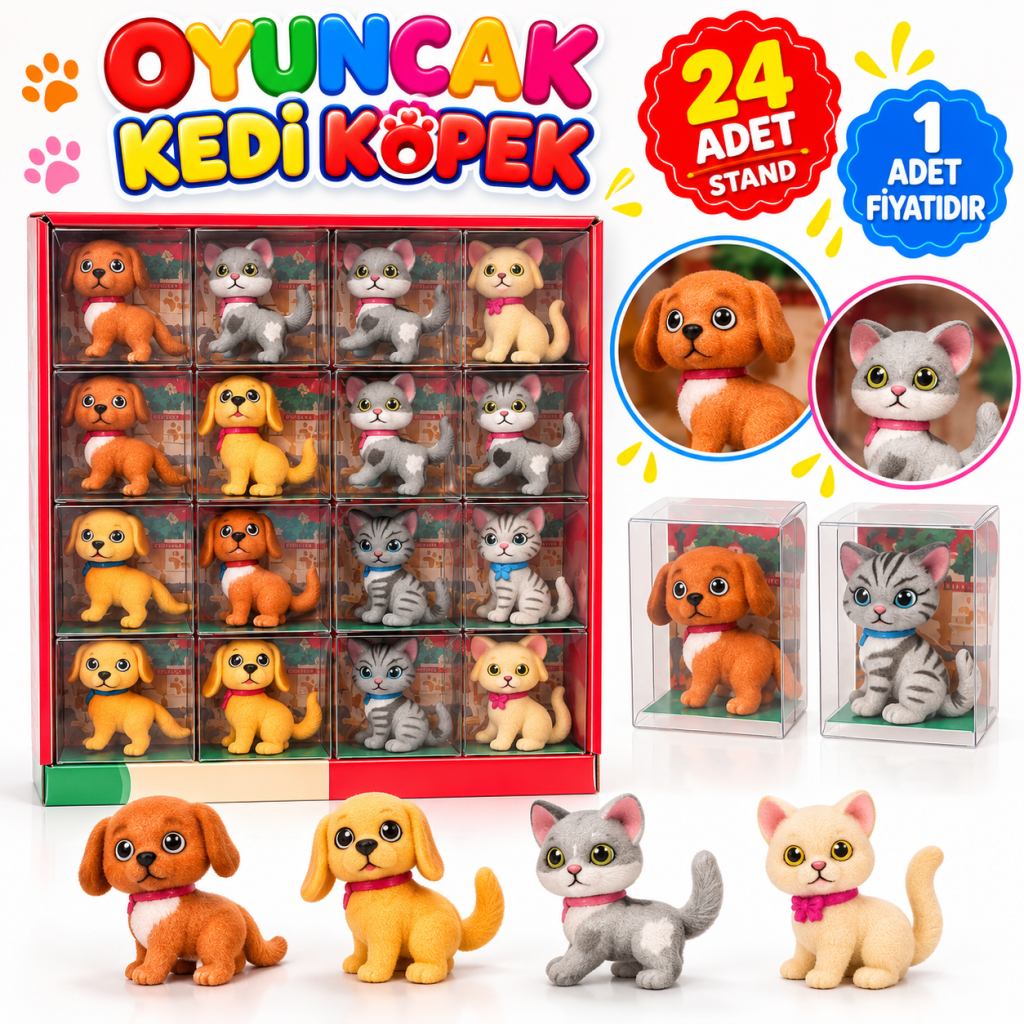 KZL-8910-E48 OYUNCAK KEDI KOPEK 24 LU STAND 1 ADET FİYATIDIR
