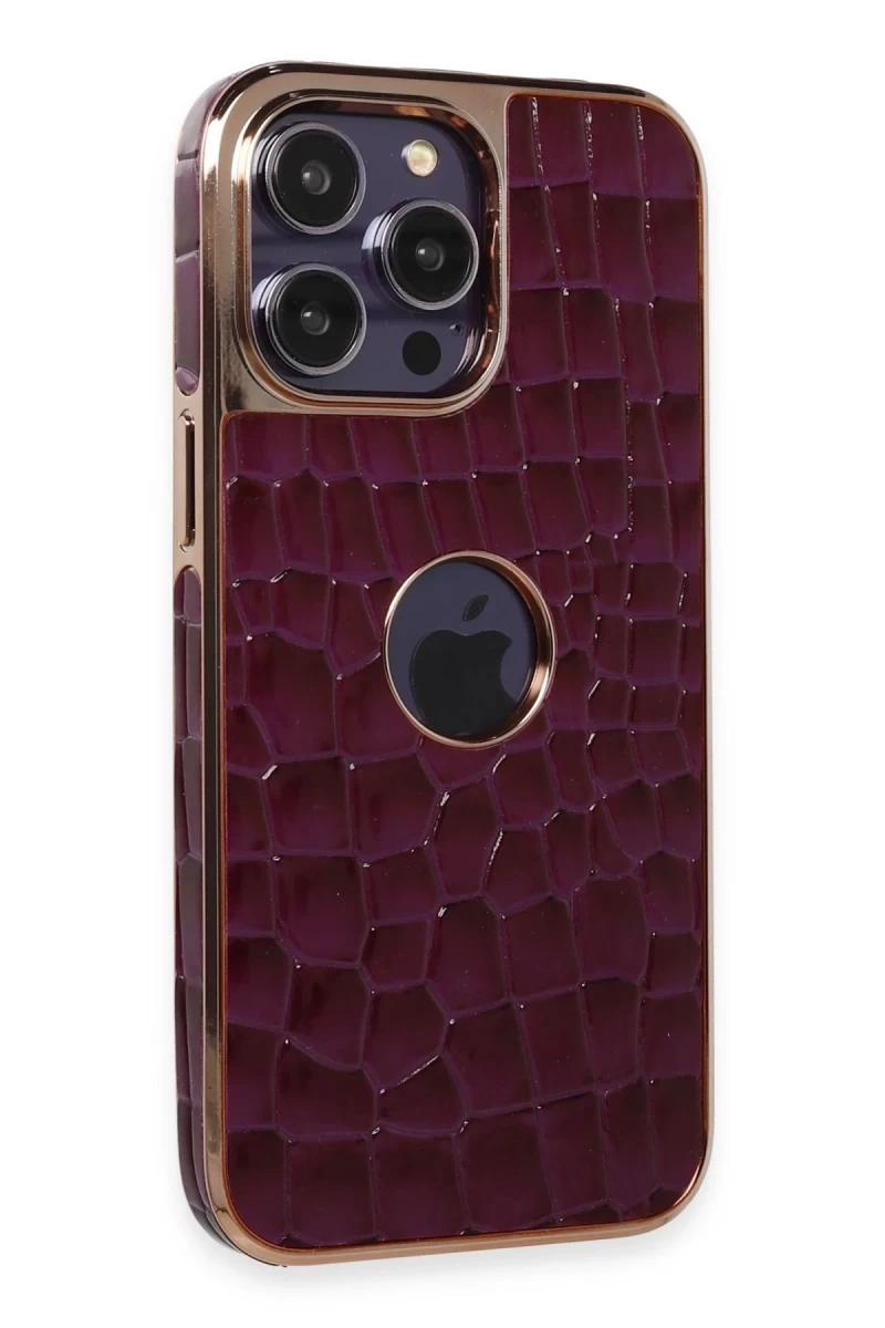 Apple iPhone 14 Pro Max Uyumlu Kılıf Snake Kapak - Derin Mor