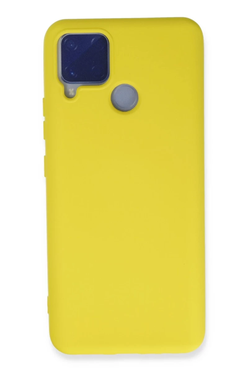 Realme C15 Uyumlu Kılıf Nano içi Kadife Silikon - Sarı