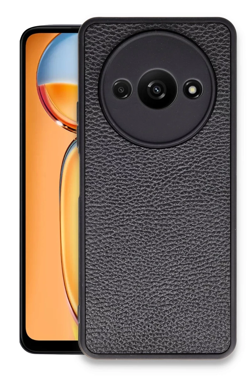 Xiaomi Redmi A3 4G Uyumlu Kılıf Aras Deri Kapak - Siyah