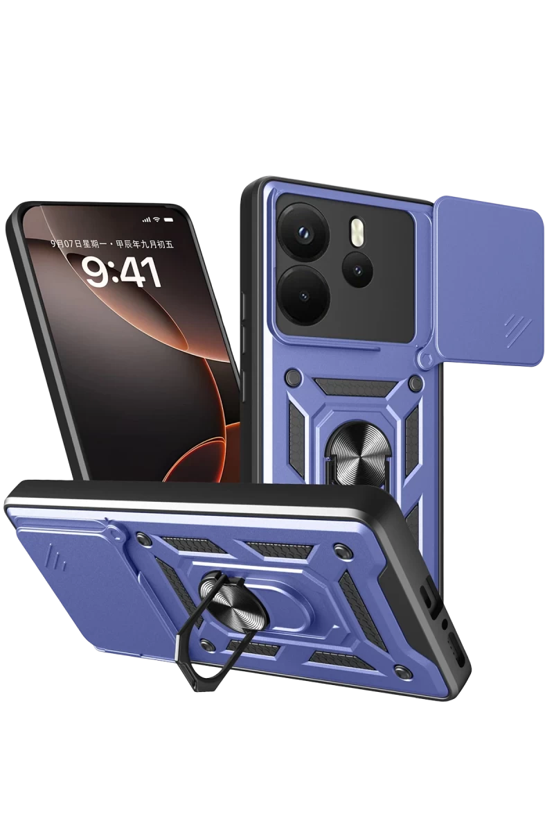 Xiaomi Redmi Note 14 4G Uyumlu Pars Lens Yüzüklü Silikon - Lacivert