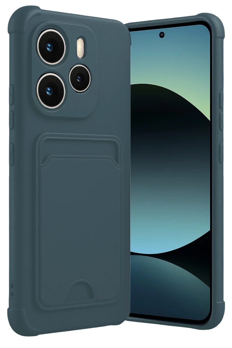 Xiaomi Redmi Note 14 4G Uyumlu Kelvin Kartvizitli Silikon - Koyu Yeşil