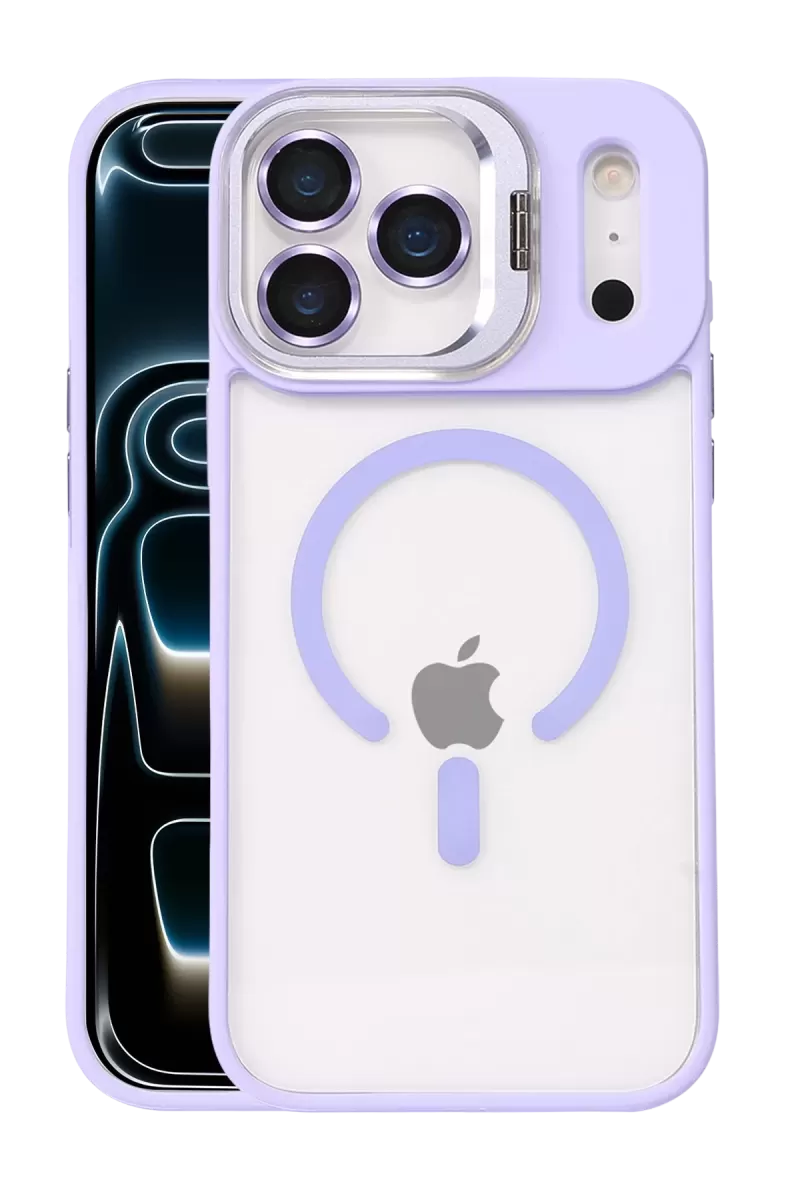 Joko Apple iPhone 17 Pro Uyumlu Remim Lensli Magsafe Standlı Kapak - Lila