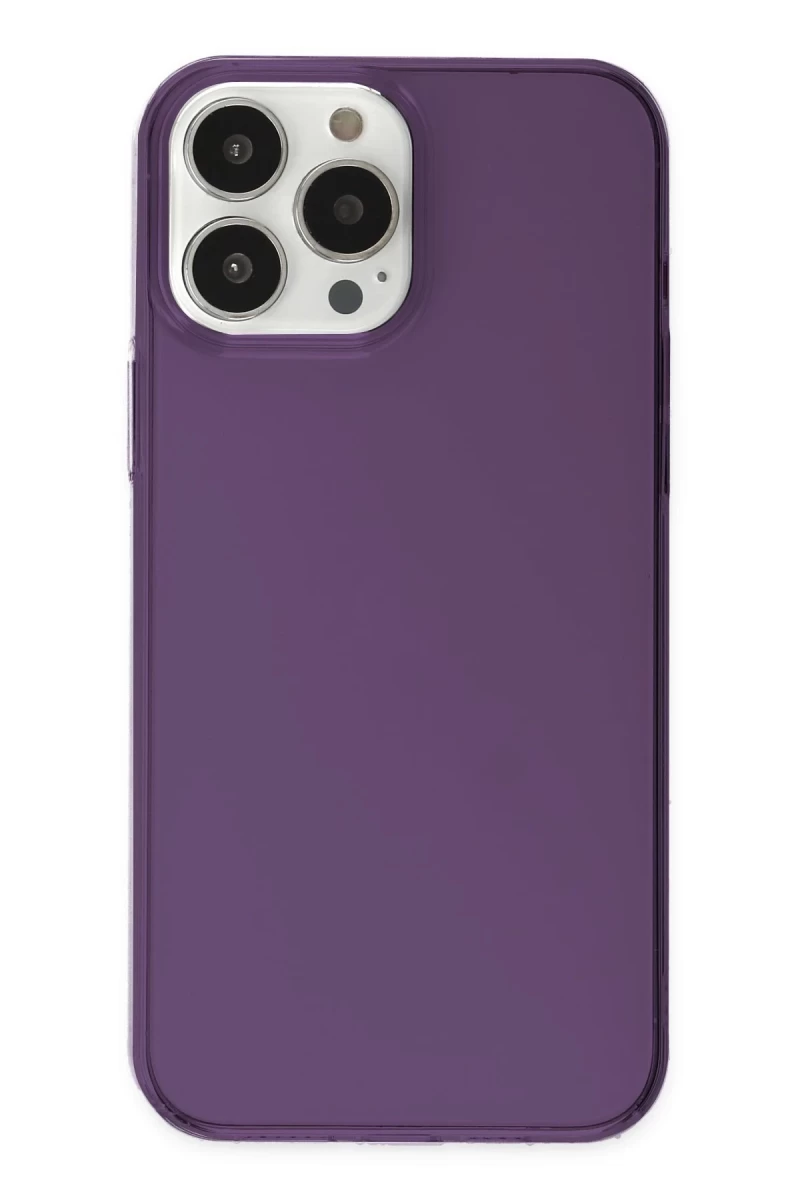 Apple iPhone 14 Pro Uyumlu Kılıf Pc Sert Şeffaf Kapak - Mor