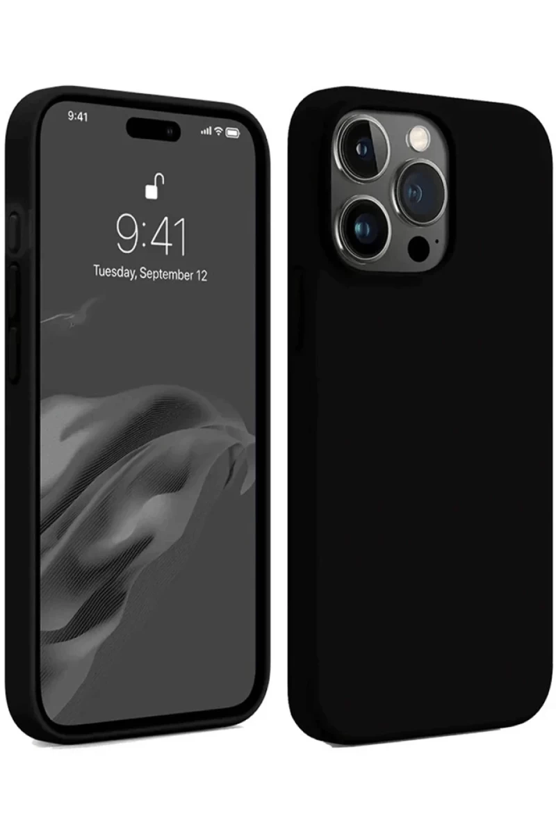 Apple iPhone 15 Pro Uyumlu Kılıf First Silikon - Siyah