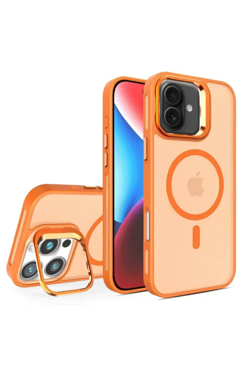Joko Apple iPhone 16 Plus Uyumlu Flet Lens Magsafe Kapak - Turuncu