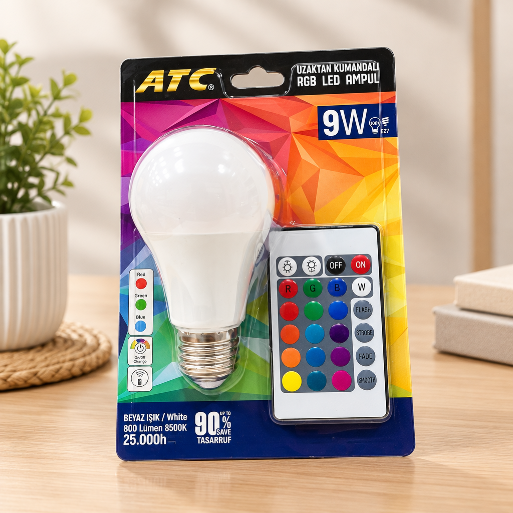 Kumandalı RGB LED Ampul 9 W