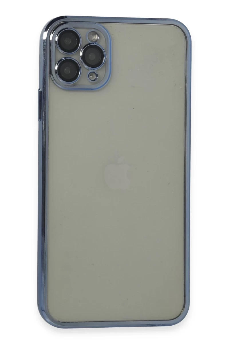 Apple iPhone 11 Pro Max Uyumlu Kılıf Lensli Silikon - Açık Mavi