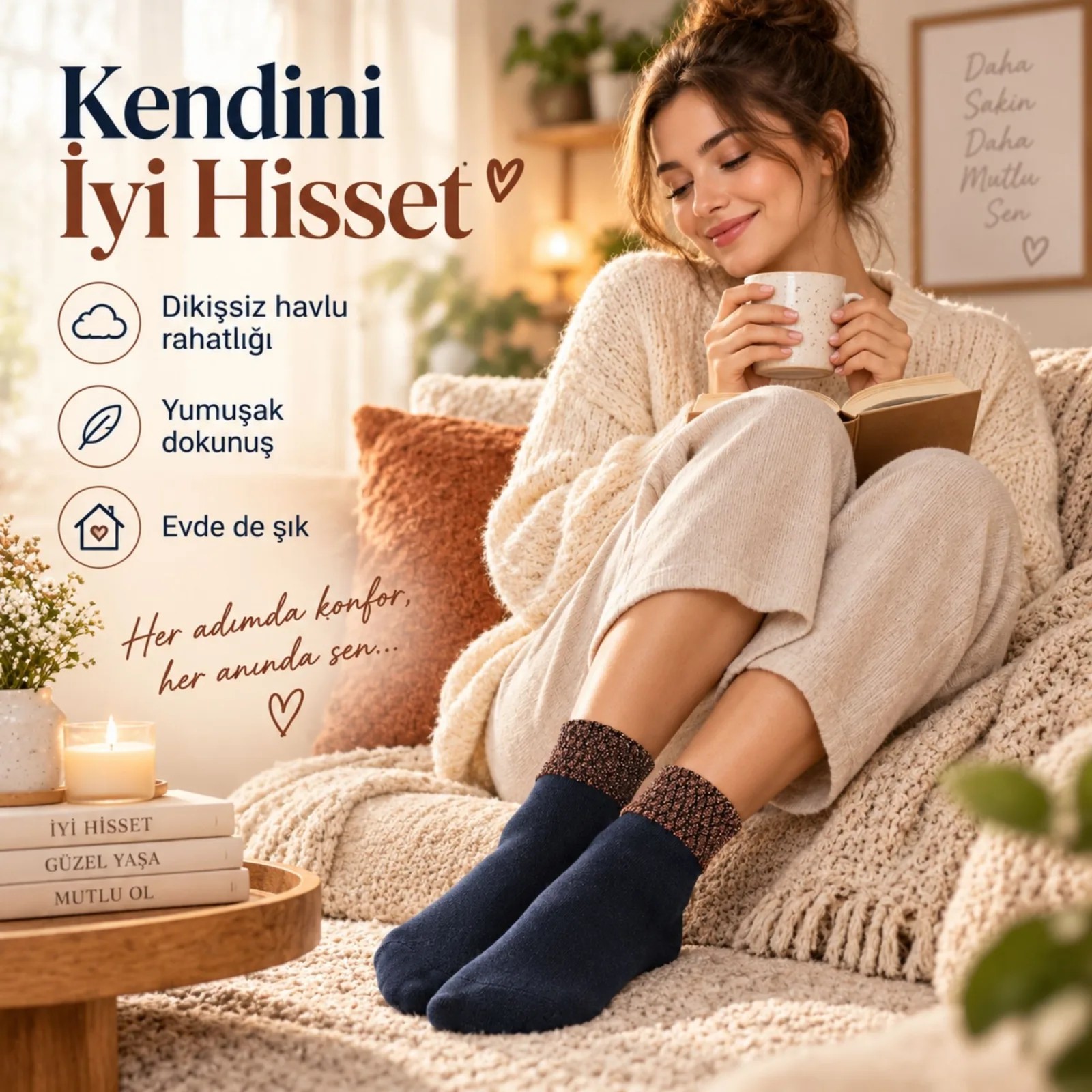 Kadın Simli 12'li Bilek Patik Çorap | Dikişsiz Havlu Yapı, Yumuşak Konforlu Günlük Çorap
