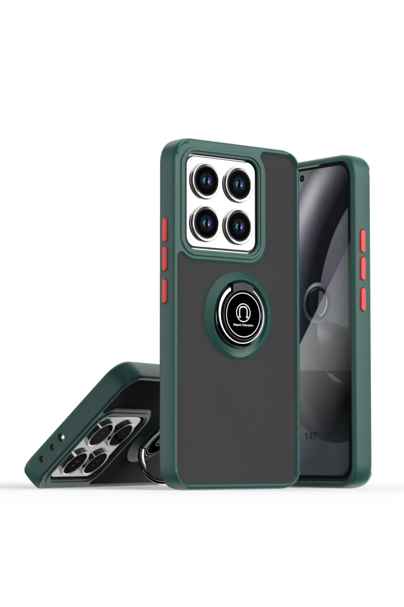 Xiaomi Mi 14T Uyumlu Montreal Yüzüklü Silikon Kapak - Yeşil