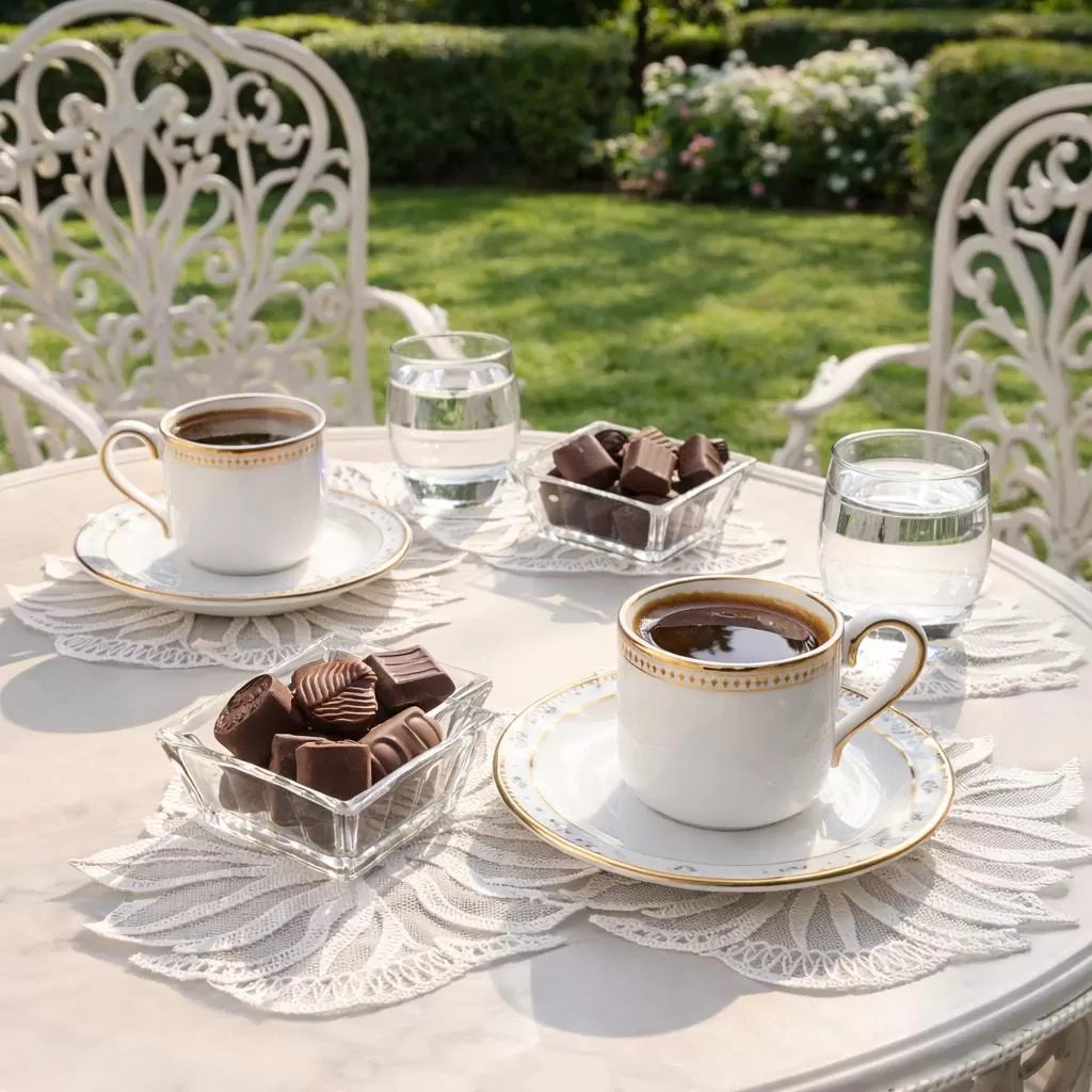 6 lı Dantel Kahve Sunumluğu 15x15 cm Asorti Desenli Fincan Altlığı Takımı