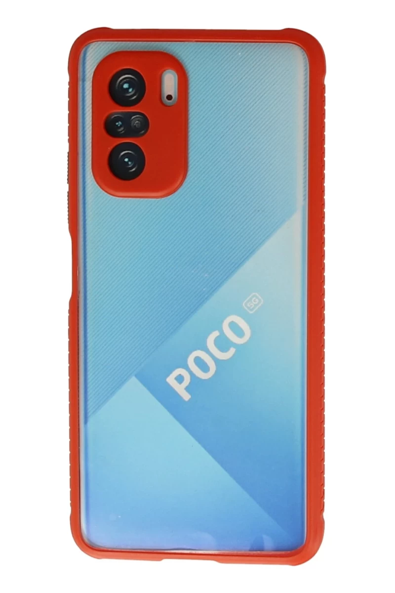 Xiaomi Poco F3 Uyumlu Kılıf Miami Şeffaf Silikon - Kırmızı