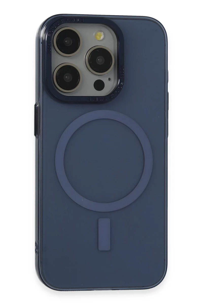 Apple iPhone 15 Pro Uyumlu Kılıf Anka PC Magneticsafe Sert Metal Kapak - Lacivert