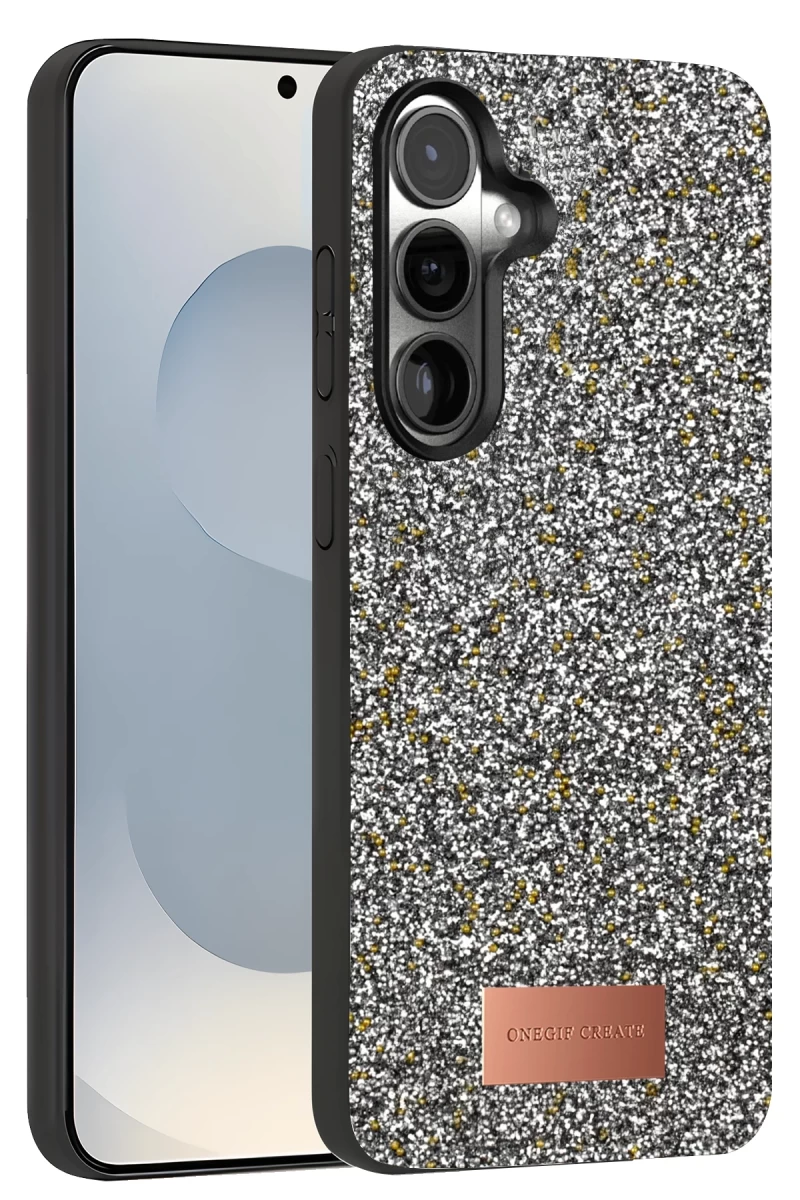 Onegif Samsung Galaxy S25 Uyumlu Bright Simli Kapak - Gold