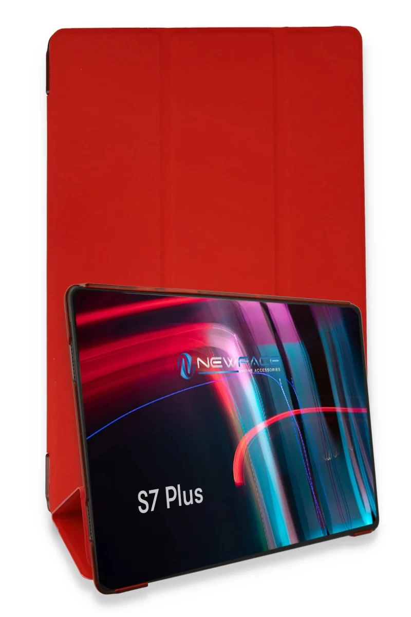 Samsung Galaxy T970 Tab S7 Plus 12.4 Kılıf Tablet Smart Kılıf - Kırmızı