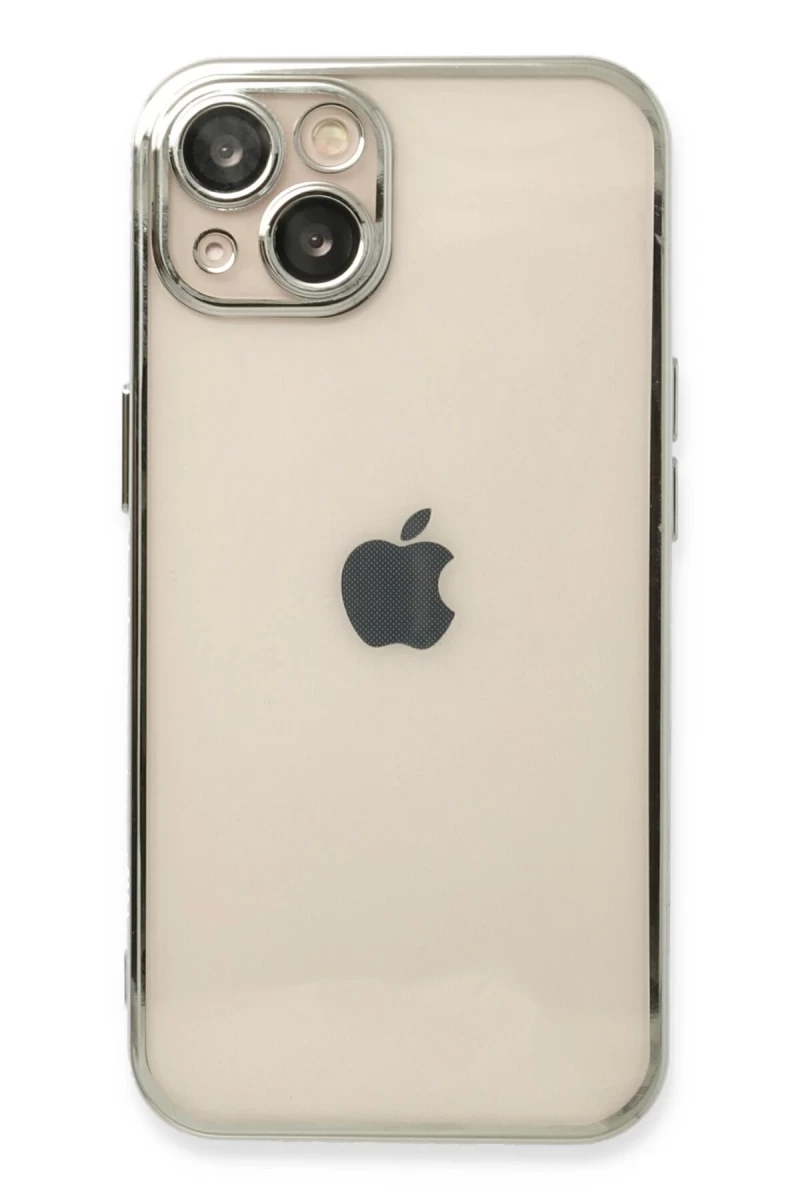 Apple iPhone 13 Uyumlu Kılıf Lensli Silikon - Gümüş