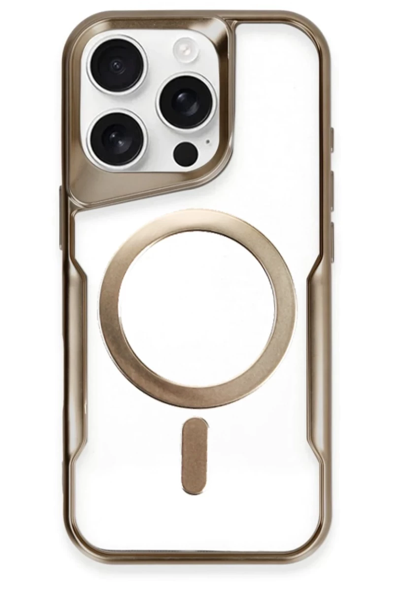 Apple iPhone 16 Pro Uyumlu Kılıf Boyi Magsafe Silikon Kapak - Kahverengi