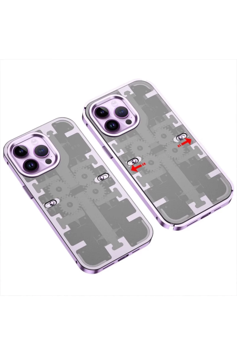 Apple iPhone 13 Pro Max Uyumlu Kılıf Mekanik Bumper Kapak - Derin Mor