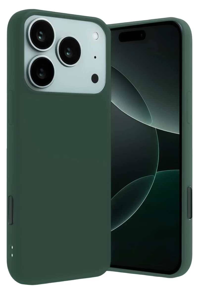 Apple iPhone 17 Pro Uyumlu Nano içi Kadife Silikon - Koyu Yeşil