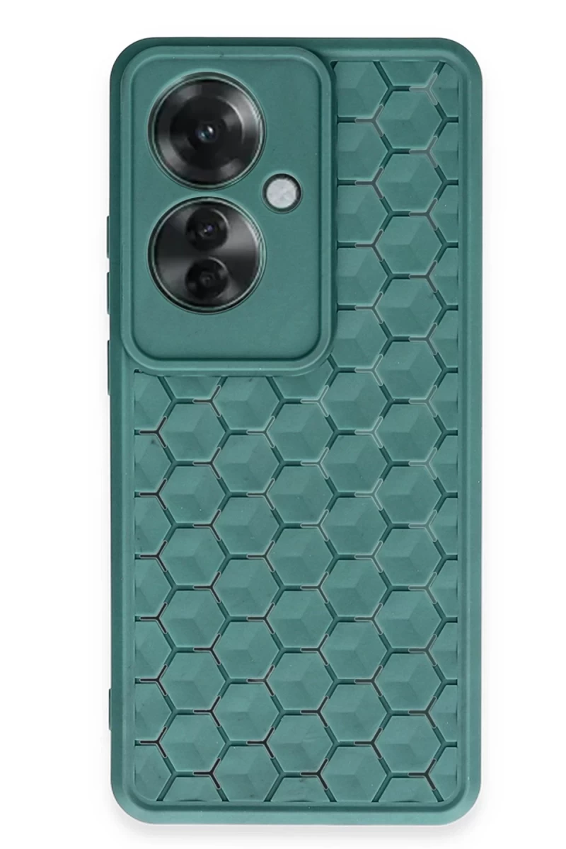 Oppo Reno 11F Uyumlu Kılıf Petek Silikon Kapak - Koyu Yeşil