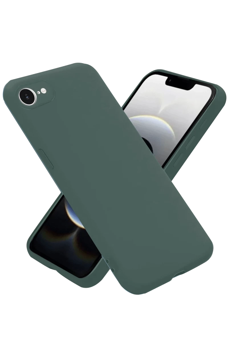 Apple iPhone 16E Uyumlu Kılıf Nano içi Kadife Silikon - Koyu Yeşil