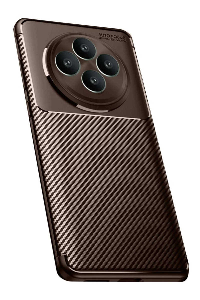 Oppo Reno 11 Uyumlu FS Kılıf Auto Focus Karbon Kapak - Kahverengi