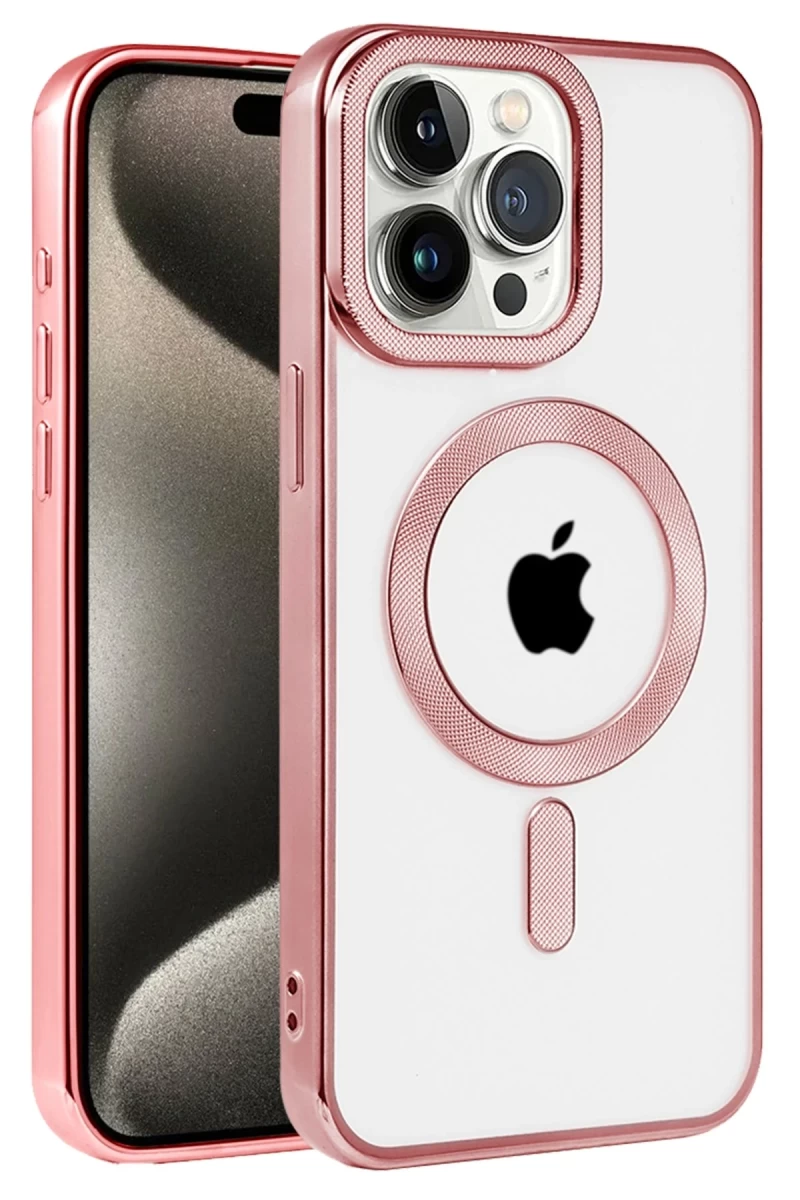 Apple iPhone 14 Pro Max Uyumlu Kılıf Kronos Magsafe Kapak - Rose Gold