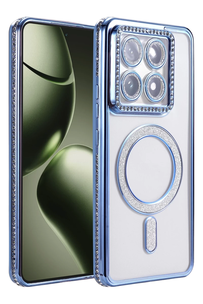 Xiaomi Mi 14T Pro Uyumlu Joke Simli Magneticsafe Kılıf - Mavi