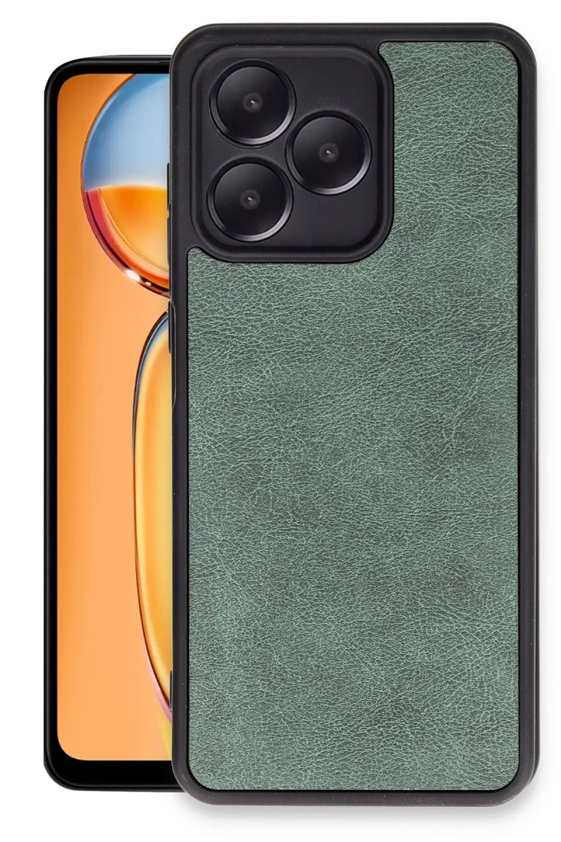 Realme Note 50 4G Uyumlu Kılıf Aras Deri Kapak - Koyu Yeşil