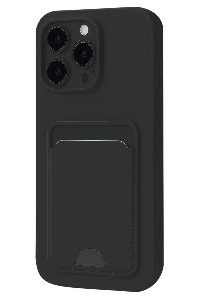 Apple iPhone 16 Plus Uyumlu Kılıf Kelvin Kartvizitli Silikon - Siyah