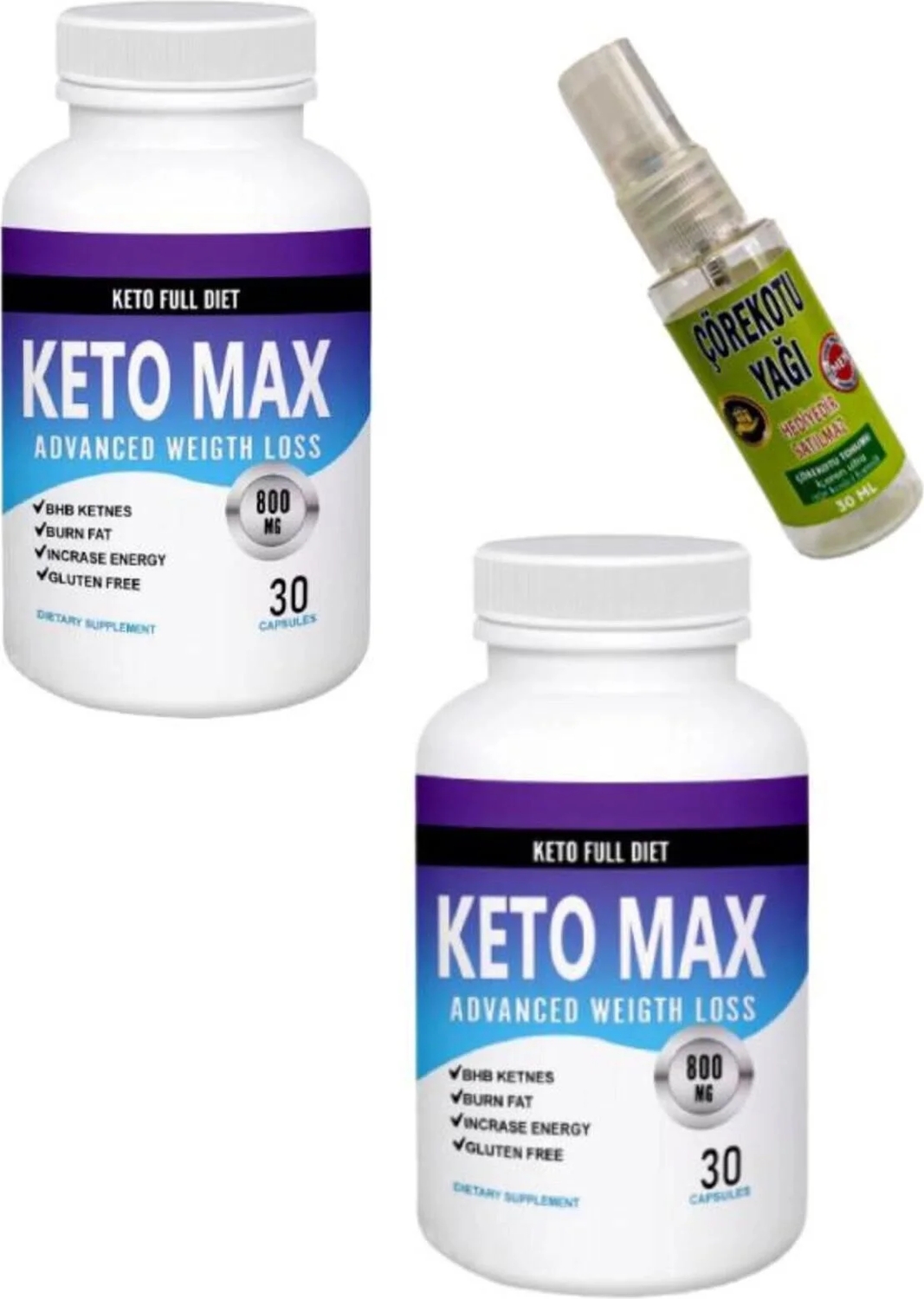 Keto Max Dstklyci Ürün 30lu x 2 Adet + Erotikmasaj Yağı 30 ml