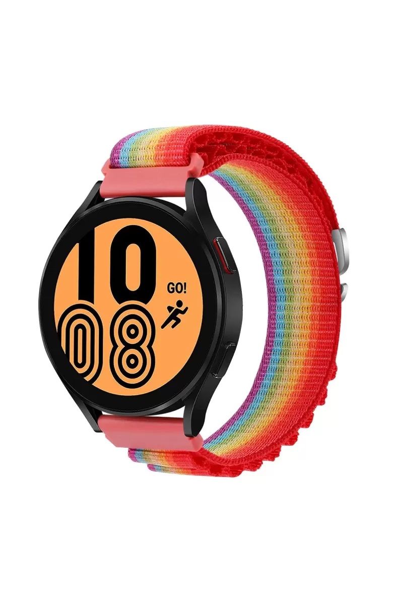 Watch 20mm Uyumlu KR410 Kumaş Kordon - Gökkuşağı 1