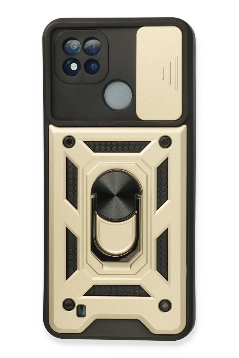 Realme C11 2021 Uyumlu Kılıf Pars Lens Yüzüklü Silikon - Gold